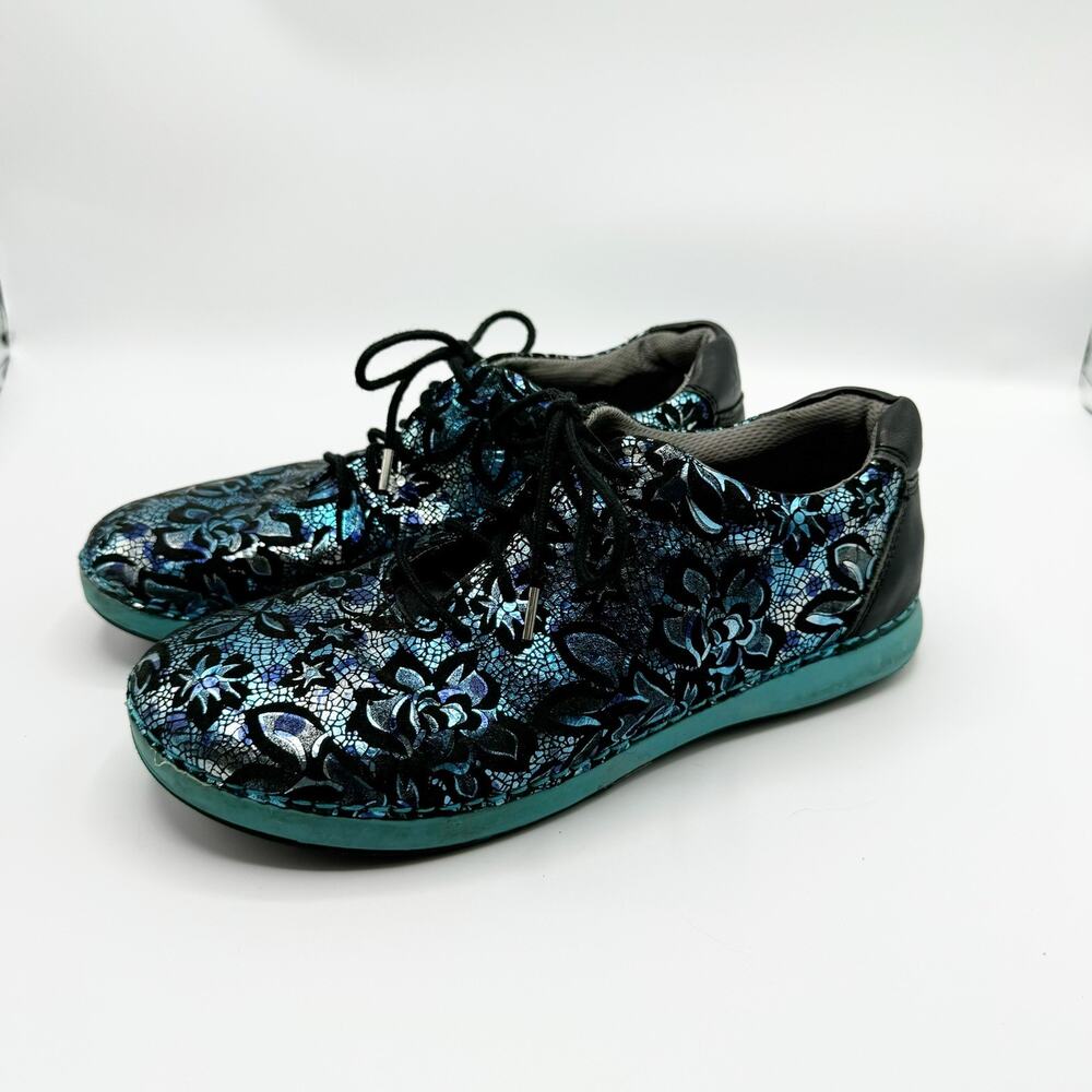 Alegria Essence Icy Blooms Womens Black Blue Lace-Up Shoes EU 38 US 8 Metallic